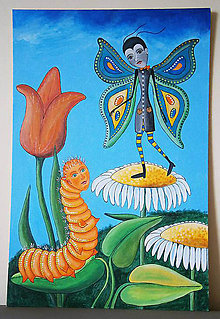 Obrazy - Obraz - Motýľ Florián s kamarátom vo svete margarét - 11926214_