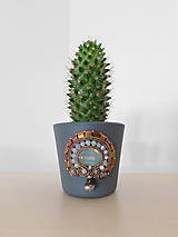 Nádoby - Zdobený kvetináč s kaktusom - 11924303_