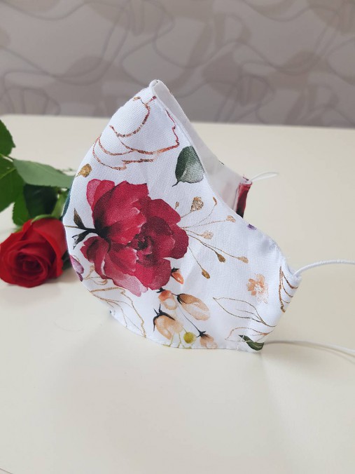 Rúška - Dizajnové bavlnené rúško - Flowers premium (Ruže) - 11926959_