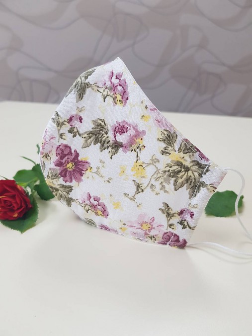 Rúška - Dizajnové bavlnené rúško - Flowers premium (Ružova zahrada) - 11927046_