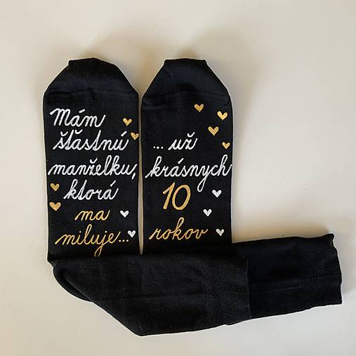 Maľované ponožky k 10. výročiu svadby (čierne pre manžela)