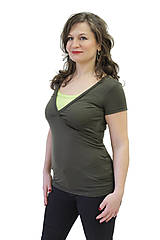 Oblečenie na dojčenie - LETNÍ MERINO - 3v1 Kojící tričko se VSADKOU do V, kr. ruk. - 11928118_
