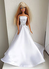 Hračky - Svadobné šaty s mašličkou pre Barbie - 11930352_