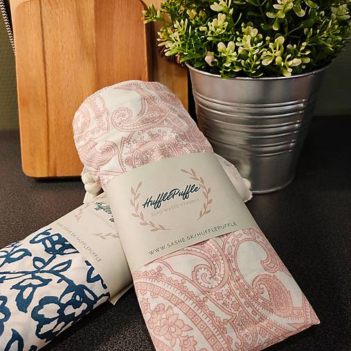 Úžitkový textil - Zero waste sada na nákup (Ružové ornamenty) - 11930589_