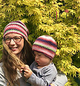 Čiapky, čelenky, klobúky - Obojstranná čiapka Perla - set Mama a jej Dieťatko - 11929510_