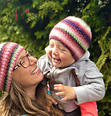 Čiapky, čelenky, klobúky - Obojstranná čiapka Perla - set Mama a jej Dieťatko - 11929517_