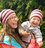 Čiapky, čelenky, klobúky - Obojstranná čiapka Perla - set Mama a jej Dieťatko - 11929518_