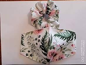 Rúška - Set tvarované rúško s gumičkou _staroružove kvety - 11938808_