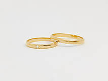 Prstene - 585/1000 zlaté snubné prstene ,svadobné obrúčky s diamantom - 11941221_