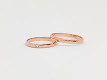Prstene - 585/1000 zlaté snubné prstene ,svadobné obrúčky s diamantom (ružové zlato) - 11941224_
