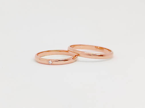 585/1000 zlaté snubné prstene ,svadobné obrúčky s diamantom (ružové zlato)