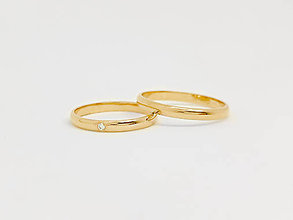 Prstene - 585/1000 zlaté snubné prstene ,svadobné obrúčky s diamantom - 11941221_
