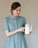 Šaty - Dámske ľanové šaty WENDY krátky rukáv - 11943541_