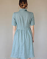 Šaty - Dámske ľanové šaty WENDY krátky rukáv - 11943544_