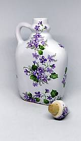Nádoby - Keramická fľaša so štuplom - fialky - 11943211_