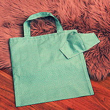 Nákupné tašky - Plátená tyrkys bodka taška + rúško - 11945155_