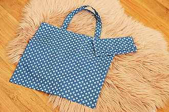 Nákupné tašky - Plátená taška modrá  + rúško - 11945211_