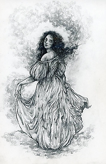 Kresby - Princezná tancujúca v hmlách Art Print - 11944809_