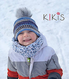 Detské čiapky - Zimná čiapka s brmbolcom - Modré pásiky, vhodná pre malé Onkoláčičky 😍 a malých Onkoláčikov 😍 - 11944800_