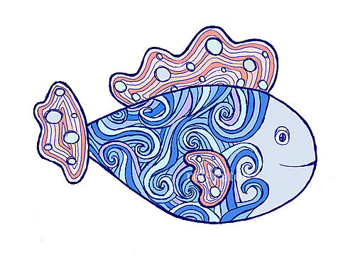 Relaxačná ryba ilustrácia (z morských vĺn)