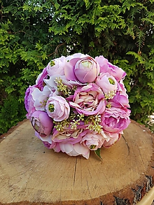 Kytice pre nevestu - svadobná kytica ružová, lila - 11947062_