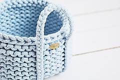 Úložné priestory & Organizácia - Ručne pletený košík s rúčkami - modrý - 11948460_