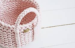 Úložné priestory & Organizácia - Ručne pletený košík s rúčkami - ružový - 11948477_