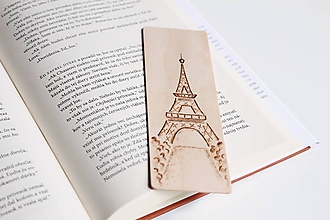 Papiernictvo - Drevená záložka do knihy "Eiffelova veža" - 11948925_
