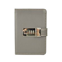 Papiernictvo - Malý Kožený zápisník s číselným zámkom v šedej farbe - 11946179_
