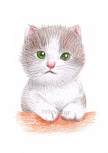 Kresby - Mačiatko proste roztomilo čumí (digital) - 11945863_
