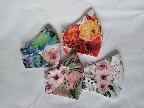 Set kvety dizajnové rúška antibakteriálne prémiová bavlna tvarované dvojvrstvové