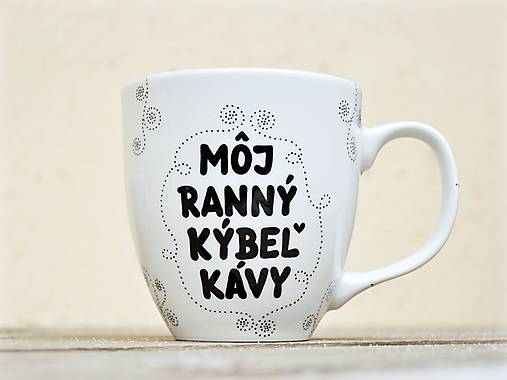 Nádoby - Maľovaný hrnček s nápisom - Káva (Kýbeľ kávy - čiernobiely) - 11952828_