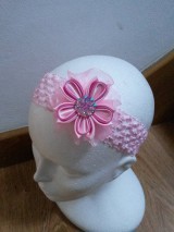 Rozprávkový kvetinkový set do vlasov 5ks (Elastická čelenka s ružovým kamienkom)