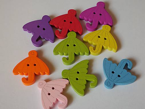 Galantéria - Drevený gombík - dáždnik (Žltá) - 11952204_