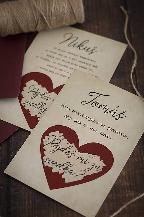 Papiernictvo - Pozvánka pre svedkyňu/svedka - Hnedá ❤ - 11953243_
