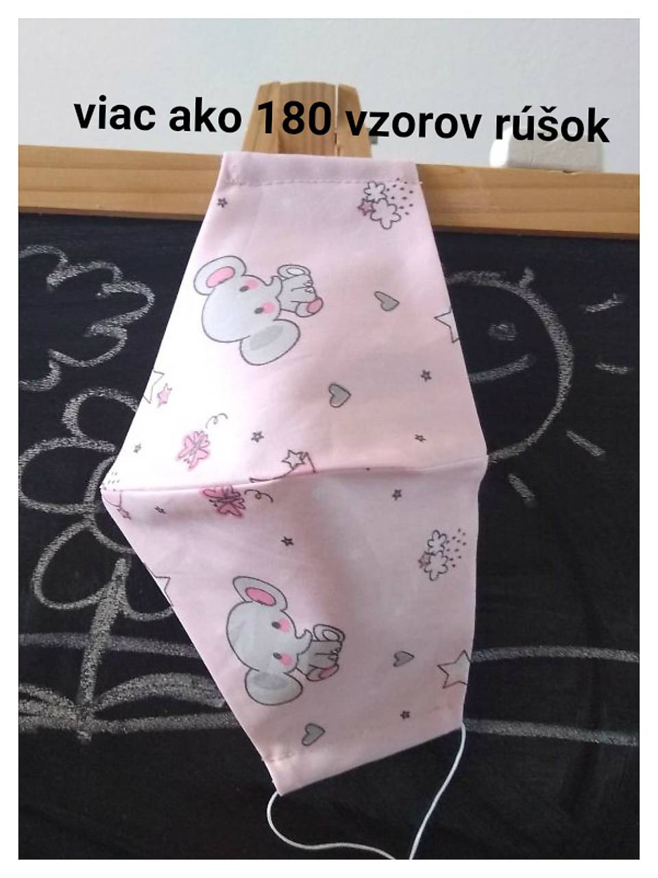 Dizajnové rúško slon ružové tvarované dvojvrstvové