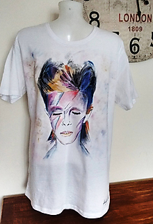 Topy, tričká, tielka - David Bowie - ručná maľba / Mužske tričko/ - 11958369_