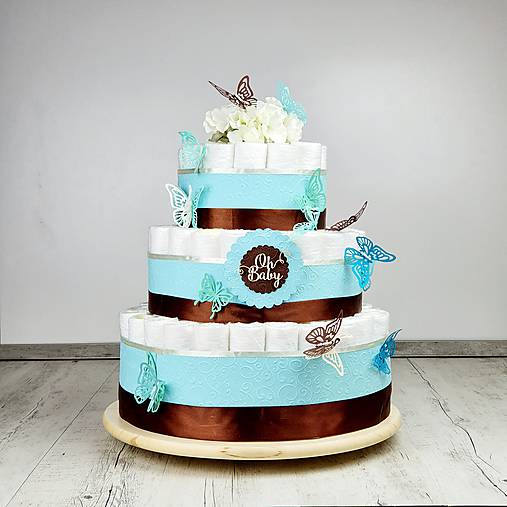 Detské doplnky - Plienková torta motýľkovo modrá - 11957399_