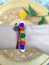 Náramky - pestrofarebný náramok (dĺžka 17 cm, plus predlžovacia retiazka do dĺžky 21 cm....) - 11957232_