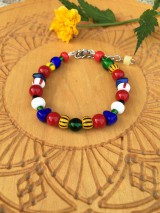 Náramky - pestrofarebný náramok (dĺžka 17 cm, plus predlžovacia retiazka do dĺžky 21 cm....) - 11957233_
