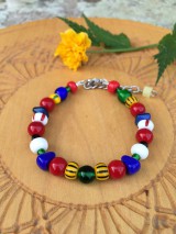 Náramky - pestrofarebný náramok (dĺžka 17 cm, plus predlžovacia retiazka do dĺžky 21 cm....) - 11957253_