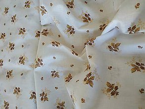 Textil - Bavlnené látky (biely podklad hnedé vetvičky) - 11959655_
