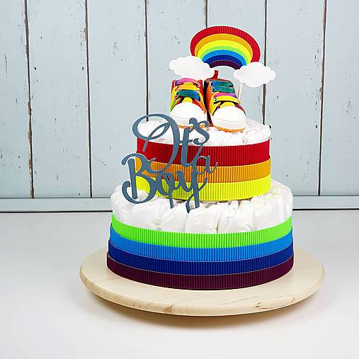Detské doplnky - Plienková torta Dúha - 11960865_