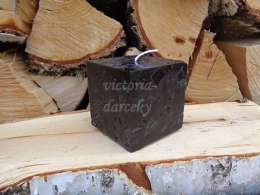 Sviečky - Vosková sviečka - čierna kocka - 11966717_