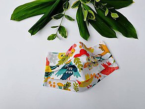 Rúška - Dámske / dievčenské 1-vrstvové RÚŠKO s drôtikom - nové vzory (vtáčiky a kvety) - 11965977_