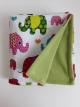 Detský textil - Detská deka zelená - Farebné sloníky veľké - 11967092_