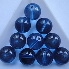 Korálky - Sklenené korálky-priehľadné (12mm-modrá-1ks) - 11974268_