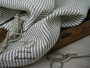 Textil - BLACK AND WHITE stripes....100% len šíře 260cm - 11972771_