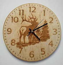 Hodiny - Drevené nástenné hodiny.  Akcia (jeleň stromy) - 11972009_