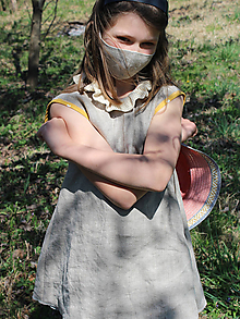 Detské oblečenie - dievčenské ľanové krátke šaty "Korunka" - 11973162_